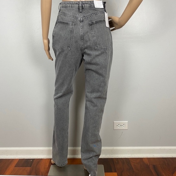 NEW WEWOREWHAT GRAY HIGH-WAISTED STRAIGHT LEG JEANS - Picture 7 of 7